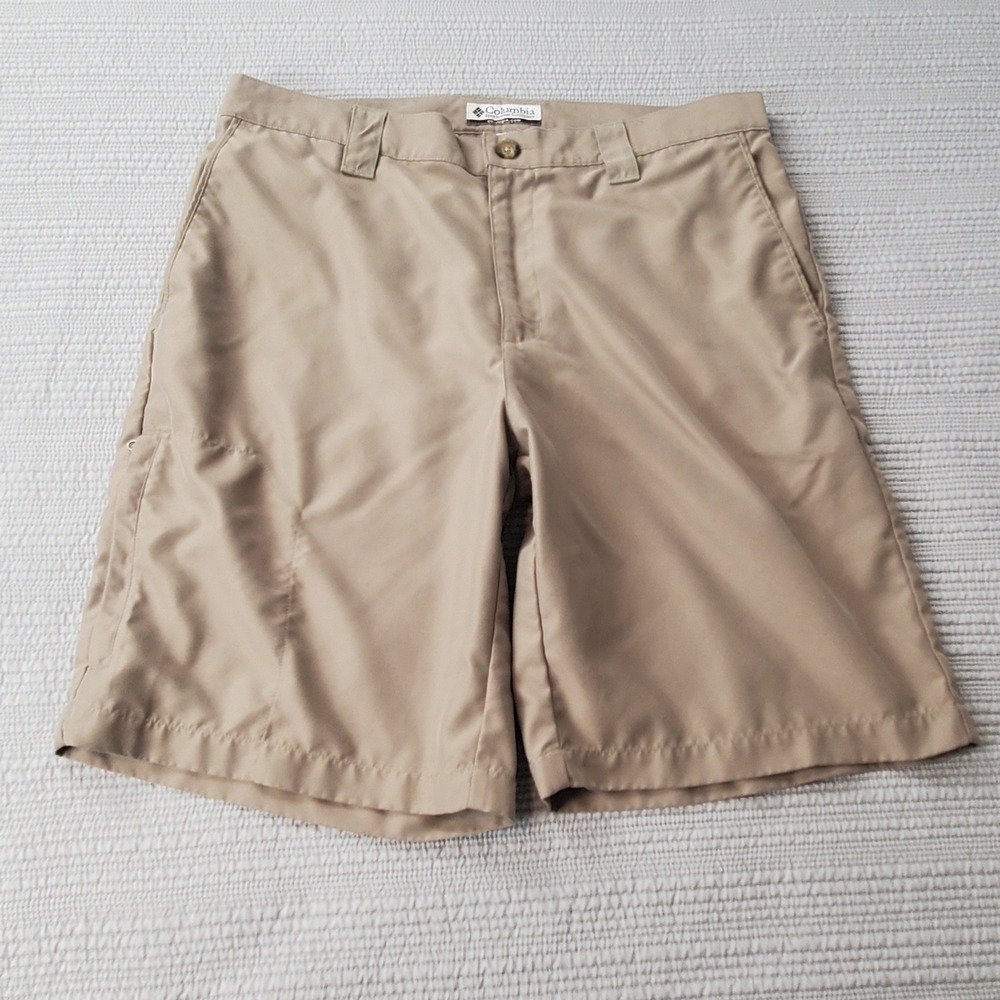 Columbia Hiking Shorts Mens 36 Tan Flat Front Utility Pockets